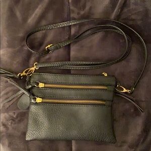 Black leather crossbody bag